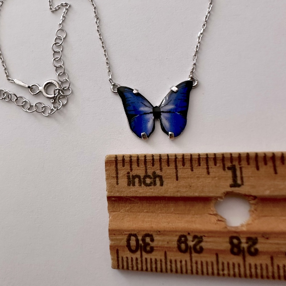 Purple butterfly necklace 925 silver - Picture 2 of 3